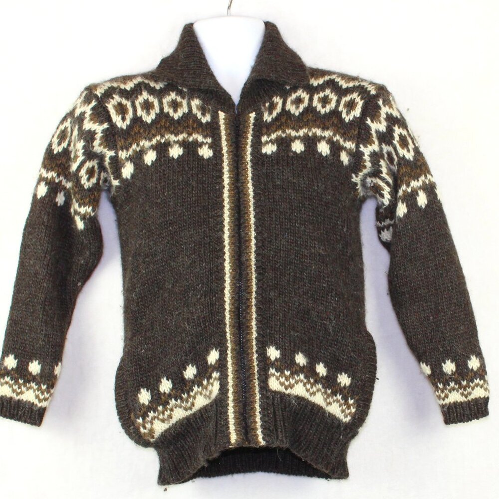 Gaeltarra Nordic Irish Wool Full Zip Sweater Jacket Womens Small